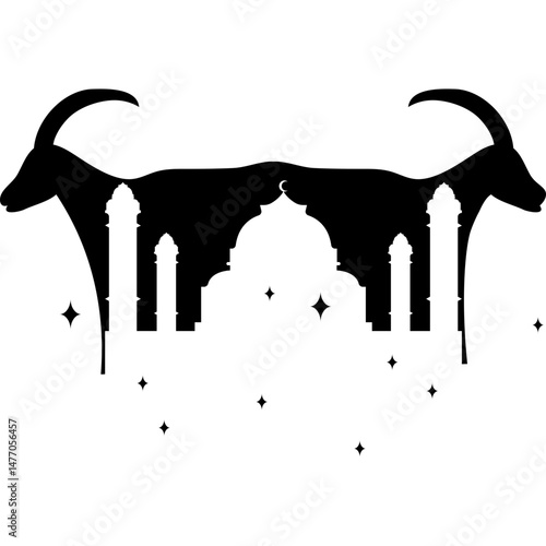 Eid Al-Adha Sacrificial Animals Silhouette