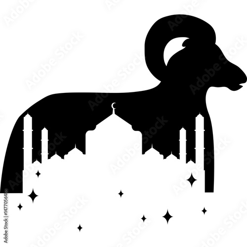 Eid Al-Adha Sacrificial Animals Silhouette