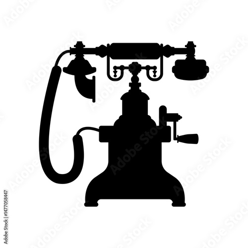Vintage telephone retro phone silhouette stencil template vector image