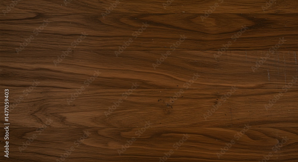 Fototapeta premium Smooth, glossy surface of black walnut wood with rich variations in tone and a well-finished, high-quality texture.