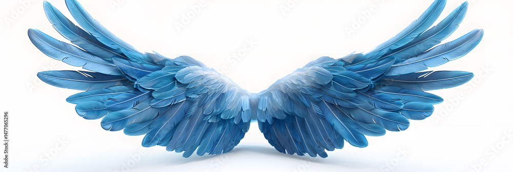 Obraz premium Blue angel wings isolated on a white background show 1721136336 3