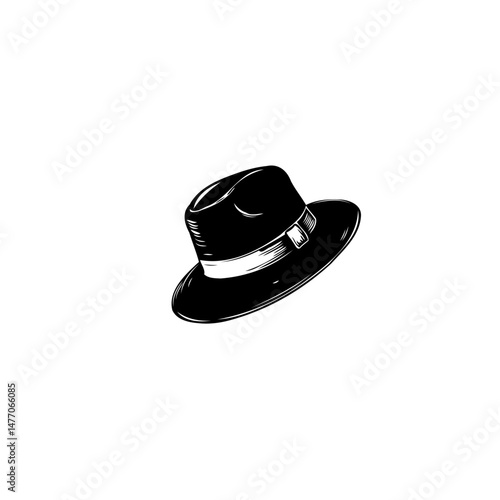 Vintage monochrome illustration showcasing a classic fedora hat with style