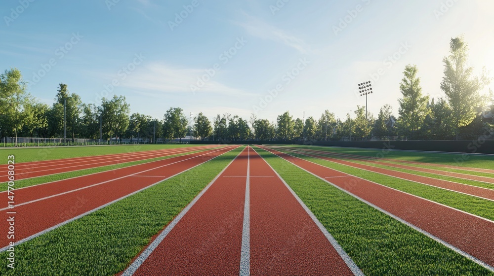 Fototapeta premium Athletic track and field outdoor sports scene