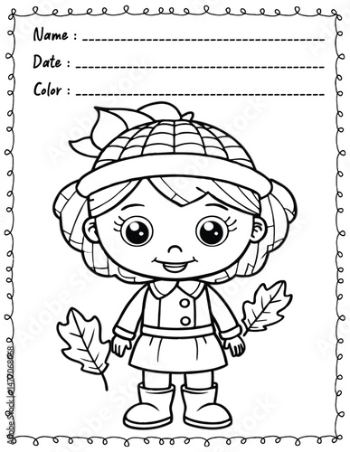 Cozy Autumn Coloring Pages For Kid and adult.  
High resolution (300 DPI), 
Ready to print on standard 8.5x11 inch paper With No Bleed, 
Black and White. 
Vector illustration AI, EPS, PNG, JPEG.