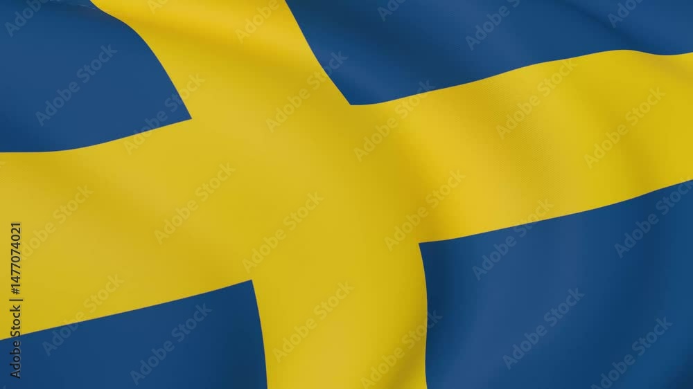 seamless swedish flag animation, national day or politics or sport event - 3D rendering