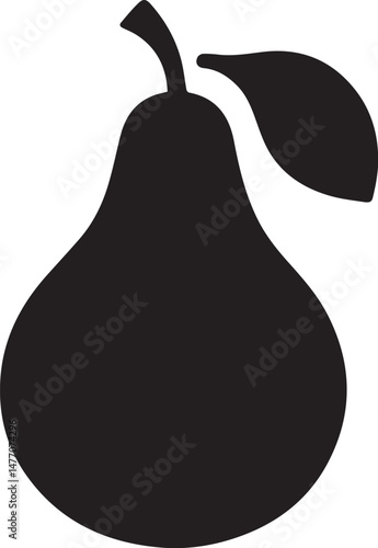 Pear icon vector, pear fruit silhouette vector