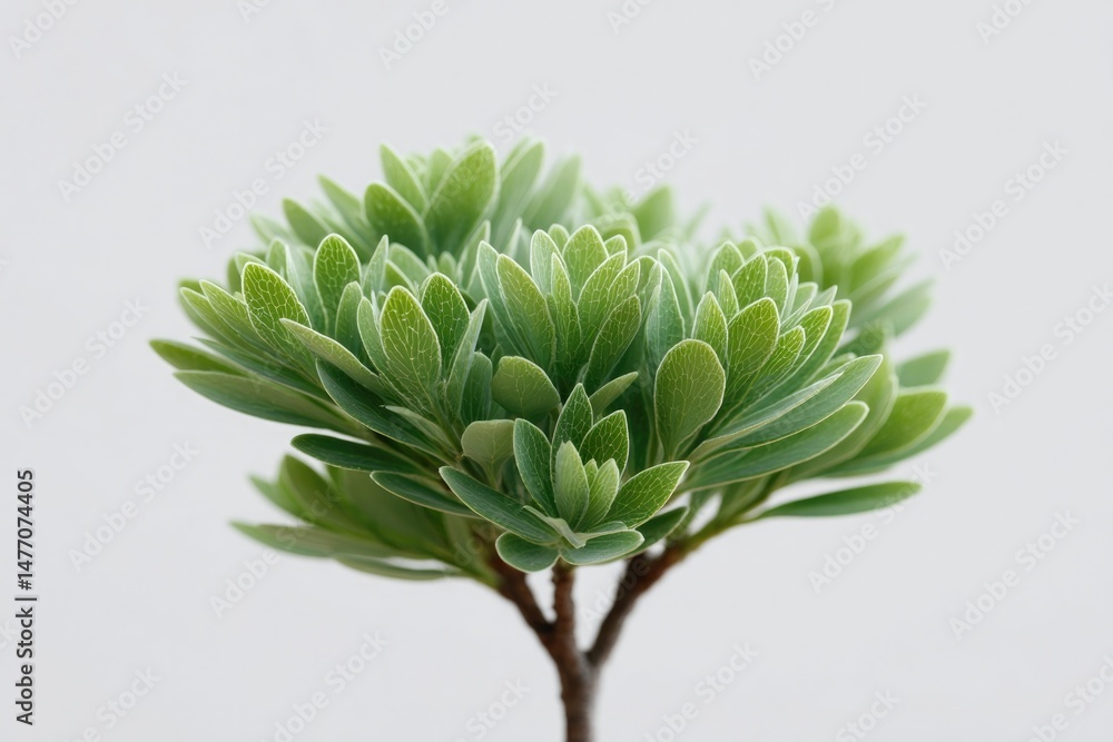 Fototapeta premium single vibrant shrub isolated against pure white background highlighting its intricate details with ample copy space