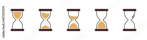 Sand watch icon set. Hourglass icons. Sandglass logo. Sandglass timer or clock flat icon for apps and websites