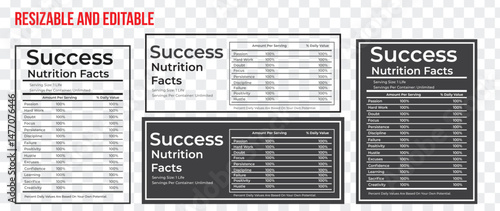 success nutritional fact, success nutrition facts label template, success stories nutrition, motivational nutrition label success chart