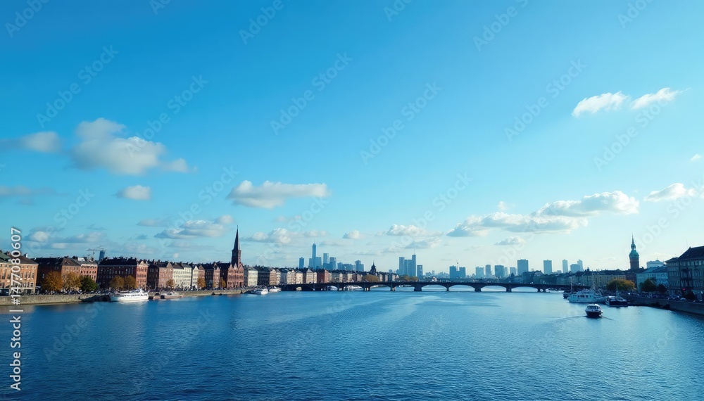 Obraz premium Crisp Copenhagen sky, vibrant blue, cloudless day , blue, impressive