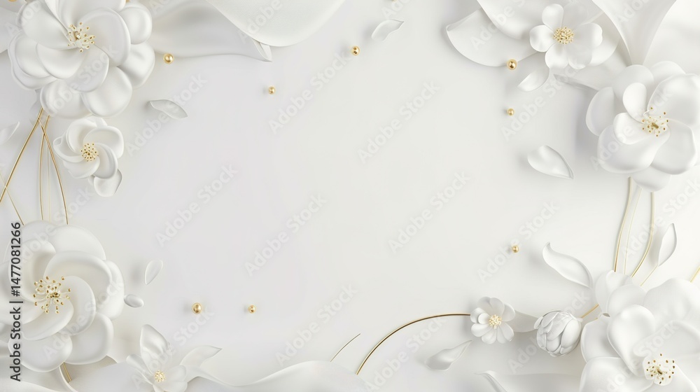 Obraz premium Minimalist Luxury 3D Flower Background with White