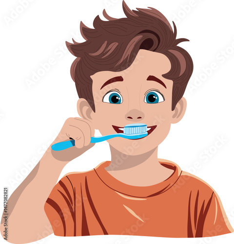 Boy brushing teeth