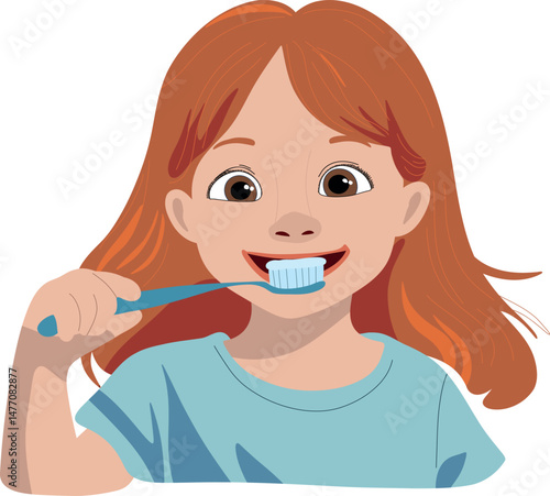 Girl brushing teeth