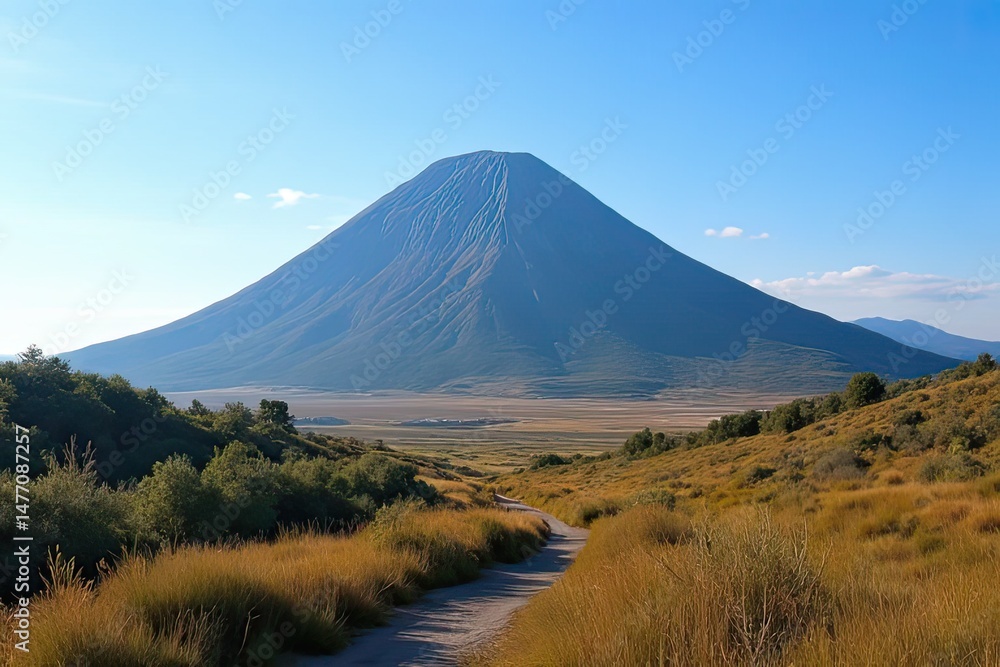 Fototapeta premium Mountain Scenery Featuring Isolated Hill