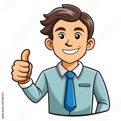 Happy child thumbs up on white background