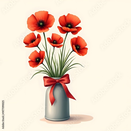 Sleek Summer Poppies: A Fragrant Greeting Card Design