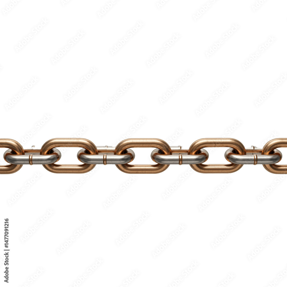 Fototapeta premium Detailed Studio Shot of a Golden Chain on a Pure White Background