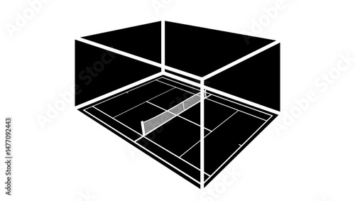 tennis hall, black isolated silhouette