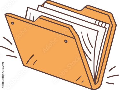 Open file folder with documents and paper records.
