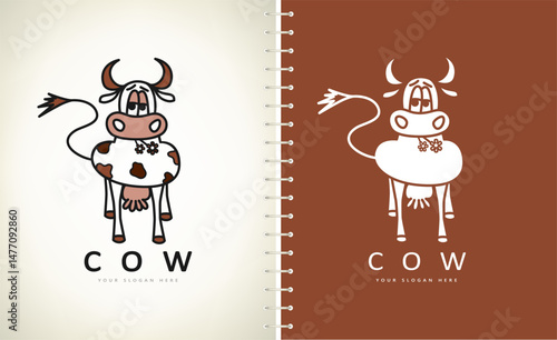 Cow logo vector. Animal design