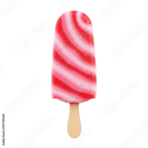 Colorful swirled ice cream popsicle on a plain background, perfect for summer treats
