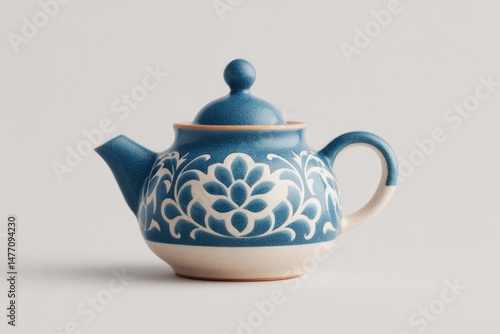 isolated traditional uzbekistani teapot on plain white background creates minimalist aesthetic