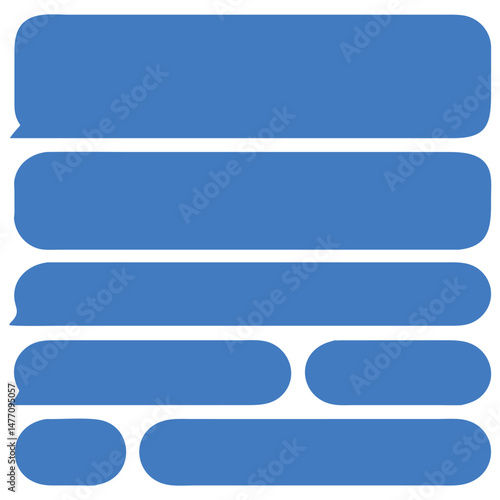 Collection of Blank Blue Text Message Bubbles for App Design