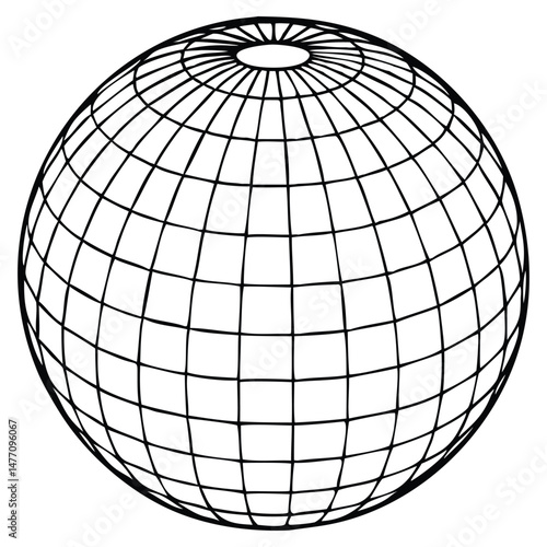 Globe wireframe grid earth map global navigation isolated