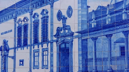 Sunlit Azulejos on a Portuguese Street Wall