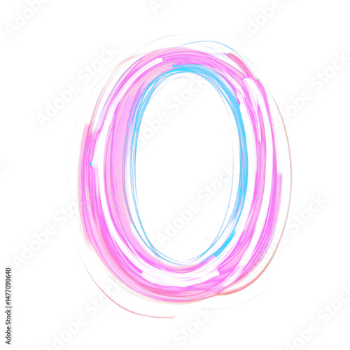 Neon Light Number 0 - Glowing Text for Urban Designs  