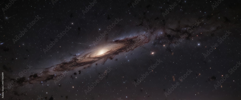 Fototapeta premium Myriad stars blaze across inky black Distant galaxies glimmer faintly , galaxy, universe, abstract