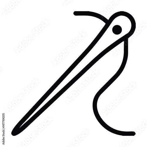 Needle and Thread Illustration Simple Line Art Design