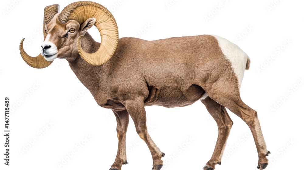 Isolated Bighorn Sheep Profile Isolated Bighorn Sheep Profile