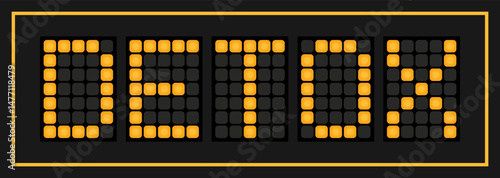 Orange color led banner in word detox on black background