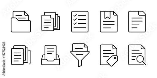 File and folder icons with filters and paper sheets