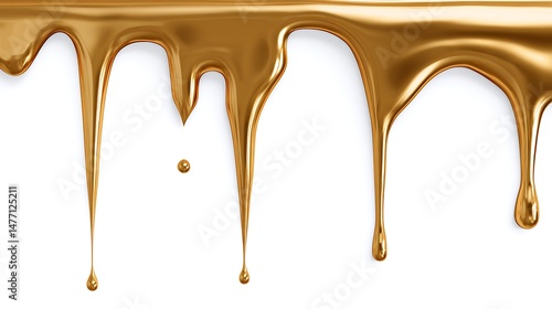 Gold serum dripping border isolated on white background