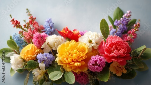 Wallpaper Mural Colorful Floral Arrangement on Light Blue Background Torontodigital.ca