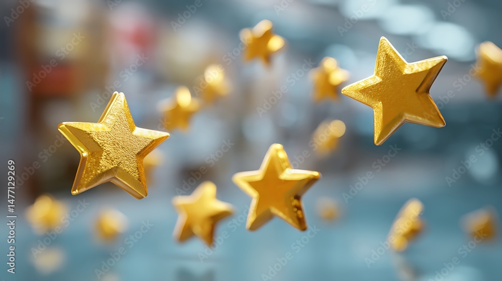 Customer feedback concept, based on stars from one to three, conceptual 3d render symbol of excellent and positive client satisfaction, blur effect Customer feedback concept, based on stars from one to three, conceptual 3d render symbol of excellent and positive client satisfaction, blur effect