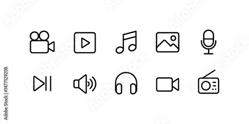 Entertainment icons including music, video, camera and playback