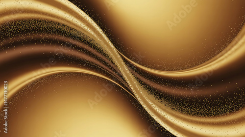 Elegant golden swirls background with glitter accents for premium abstract design projects