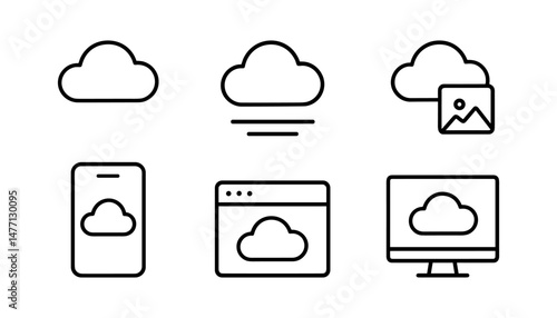 Cloud platform access icons: mobile, desktop, file
