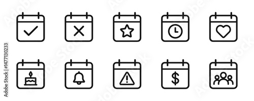 Calendar icons with symbols and notifications