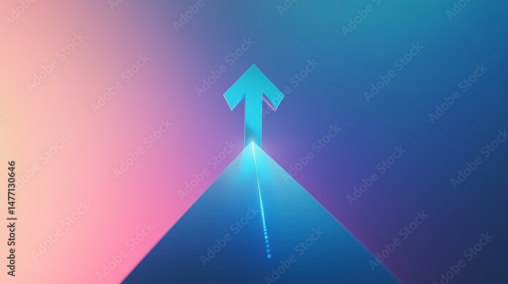 Fototapeta premium Abstract upward arrow on a pyramid, symbolizing growth, progress, and success.