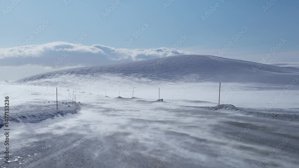 Sannelanden winter mounter pass, arctic winter weather, blizzard Sannelanden winter mounter pass, arctic winter weather, blizzard