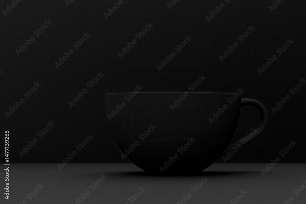 Minimalist black cup on dark surface studio shot; dark monochrome coffee cup concept; simple matte black cup on black table against black background Minimalist black cup on dark surface studio shot; dark monochrome coffee cup concept; simple matte black cup on black table against black background