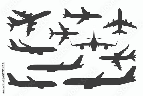 Collection of Airplane Silhouettes Various Views