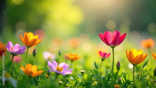 Vibrant wildflowers blooming in a lush spring meadow  bathed in sunlight   wildflowers  colorful