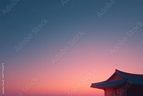 Wallpaper Mural stunning silhouette of traditional korean roof against pastel sky Torontodigital.ca