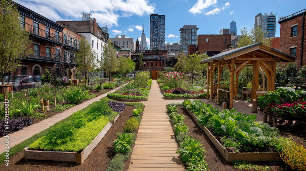 Urban Farming Community Garden: A Green Space Oasis in the City for Sustainable Living and Healthy Lifestyle Urban Farming Community Garden: A Green Space Oasis in the City for Sustainable Living and Healthy Lifestyle