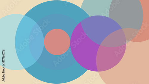 abstract background with overlapping colored circles of various sizes.
